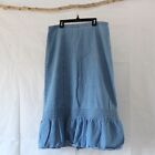 Dressbarn Long Modest Denim Blue Jean Maxi Skirt Blue Size 10 Ruffle