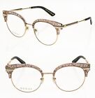 GUCCI AUTHENTIC 0285 Gold Nude Pink Glitter Optical Eyeglasses GG0285O 50m 003