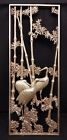 VTG Asian Reticulated Birds & Bamboo Wall Art - Shiny Gold 27.5