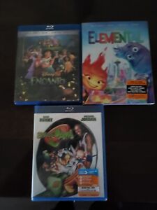Lot Of 3 Disney Movies , Blu-Ray DVDs Elemental / Encanto / Space Jam New Sealed