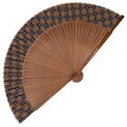 VTG Japanese Smoked Die-Cut Bamboo Silk Fabric Sensu Folding Fan: Mar24-H