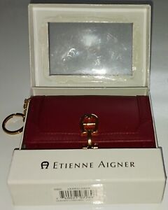 1980's VINTAGE ETIENNE AIGNER LERED DARK RED LEATHER COIN/CARD PURSE