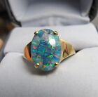 Vintage Mosaic Fiery OPAL Ladies Ring, 10K Yellow Gold Size 9 Marked MM