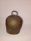 Vintage Rustic Primitive Cowbell Copper Brass Plated Iron Metal Wood Clapper