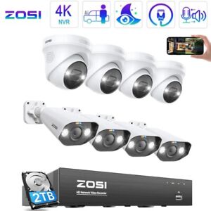 ZOSI 8CH NVR 4K 5MP/8MP POE Security Camera System CCTV Audio AI Detect IR Night