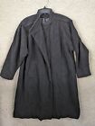 VINTAGE Wool Coat Mens 44 Black Long Overcoat Button Made in Italy Pure Virgin