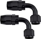 10AN 90 Degree Swivel Hose End Fitting for Braided Fuel Line Aluminum Black 2PCS