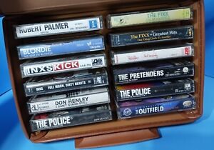 Cassette Tape Lot Of 12 80s Rock w/ Travel Case The Police The Fixx Blondie INXS