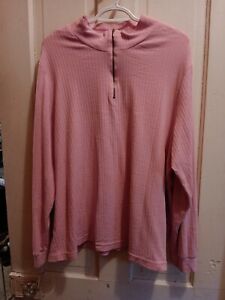 Blair Top Woman Plus Size 2XL Pink Ribbed Long Sleeve 1/4 Zip Mock Neck Pullover
