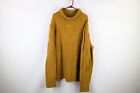 Vintage 60s Streetwear Mens 3XL Hand Knit Chunky Wool Turtleneck Sweater Gold