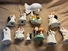 Bride & Groom Figurines 10 Piece Lot Vintage Ceramic Porcelain Various Materials