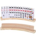2 Pack Curved Wooden Playing Card Holder Tray Rack Organizer for Kids Seniors
