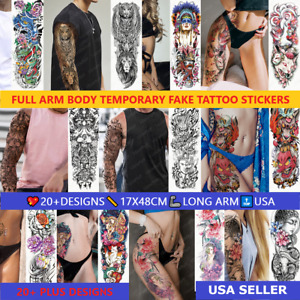 Temporary Tattoo Stickers Waterproof Full Arm Body Art Fake Colorful Tattoos