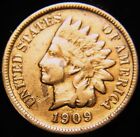 1909-S BRONZE INDIAN HEAD CENT PENNY, GRADE: VF DETAILS - CLEANED, KEY DATE