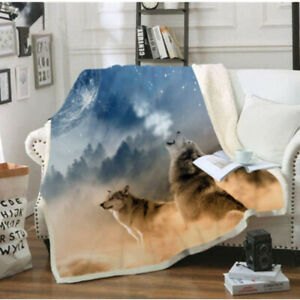 3D Wolf Print Throws Blanket Soft Blanket Couch Blanket （Throw 60