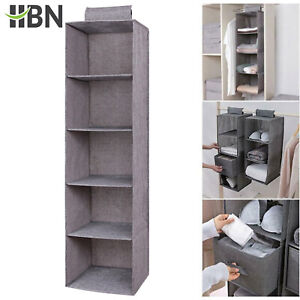 HBN 5 Section Hanging Closet Organizer, Heavy Duty Hanging Shelves for Clothes