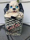 Vintage McCoy 1960s Puppy Dog in Basket Weave Cookie Jar