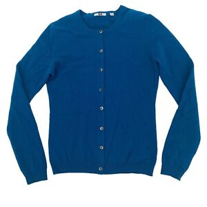 Uniqlo Women's Size XS Blue 100% Cashmere Sweater Cardigan Button Front