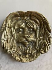 Vintage Brass Collectible Dog Face Decorative Catchall Dish/ Ashtray