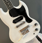 Custom SG White Electric Guitar Black Fingerboard P90 Pickups Chrome Hardware