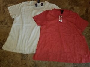 Nwt Womens RXB Layered Shirt Blouse White Spiced Coral Short Sleeved S L XL 2XL