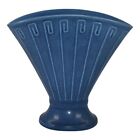 Rookwood 1929 Vintage Art Deco Pottery Matte Blue Fan Ceramic Vase 2937
