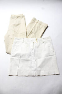 J Crew Womens Cotton Wide Leg Dress Pants Beige White Size 6 10 Lot 2 LL19LL