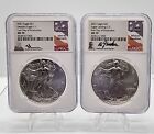 2021 2 coins 1ST & LAST DAY PRODUCTION NGC MS70 Silver Eagle MERCANTI, GAUDIOSO