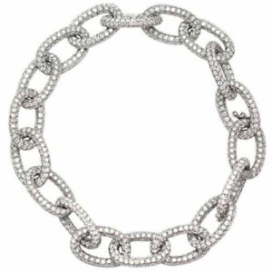 Exclusive Round Cut White Stone Women's Unique Simple Chain Silver Bracelet