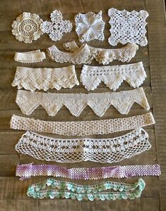 Vintage Hand Crochet Lace Trim Lot Over 24’ Antique