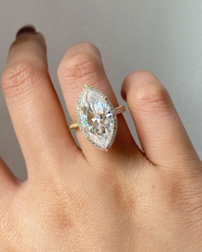 14k Yellow Gold Engagement Ring 4.50 Ct IGI GIA Lab Created Marquise Cut Diamond