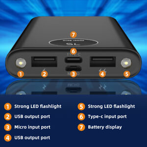 90000MAH Portable Power Bank LCD LED 2 USB Battery Charger For Mobile Phone USA