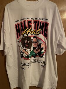 WWF WWE WCW Halftime Heat Rock Mankind 1999 Super Bowl M0dern VTG T-Shirt Shirt