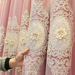 Luxury 3D Floral Embroidered Curtain Double-Layer Curtain for Bedroom 1 Panel