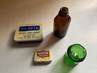 VTG Lot Of Medical ~ Bayer Aspirin Tin/ Sucrets Tin , Green  & Amber Glass