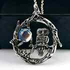 Moonstone Silver Pendant Necklace Bohemian Vintage Gothic Owl  18