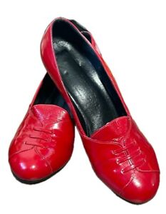 Vintage Shani Bar Leather Red Heels Size 8.5 (39)