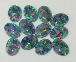7.38ct Lot 12pcs Beautiful Australian Opal Mosaic Triplet Cabochon 7x5mm SPECIAL