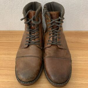 CREVO Camden Urban Logger Boots Men's 12M Chestnut Leather  (Bad Zipper)