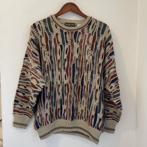 Vintage Coogi Style Sweater Size Medium Marconi Le Collezioni 3D Cotton Acrylic