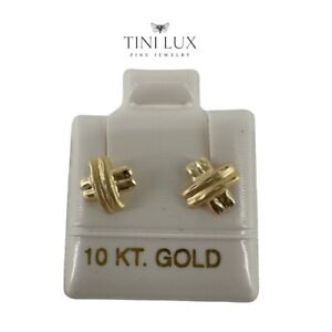 Earrings Studs Yellow Gold 10K Screwback 7 mm Cross Shape