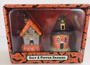 Johanna Parker Halloween Salt Pepper Shakers Spooky Haunted Houses New in Box