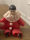 Vintage Russ Berrie and Co. Pierrot Clown Small Porcelain Doll 7.5”