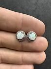2.4g Vintage Sterling Silver 925 Lab Opal & Sapphire Stud Earrings Jewelry lot V