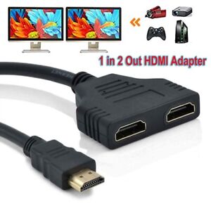 HDMI Port Splitter Cable 1 to 2 Output Adapter Converter Male to Female 1080P
