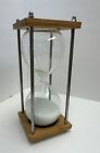 Nautical Vintage Sand Timer Hourglass Metal , Wood , Glass ,White Sand 8.75 Tall