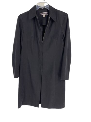 VTG Amanda Smith Dresses Women's Black Zip Up Collared Long Coat Size 10