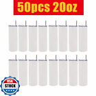 50PACK 20OZ Sublimation Transfer Tumblers Insulated Vacuum Cups Lid & Straw