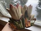 Vintage McCoy Pink & White Double Tulip Vase Glued Repaired