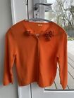 J Crew Vintage Orange Cashmere Cardigan Sweater with Rosette Detail Size Small